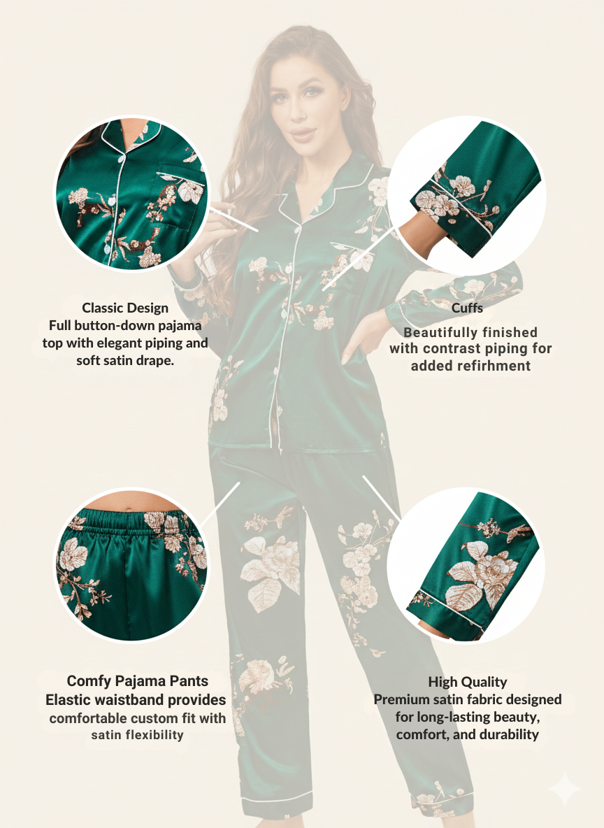 Aurora - Women's Satin Floral PJ Set